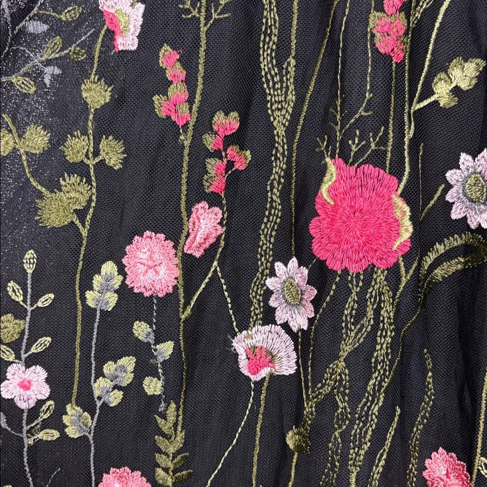 Anthropologie Moulinette Soeurs black floral embroidered maxi skirt sz med - Picture 5 of 8
